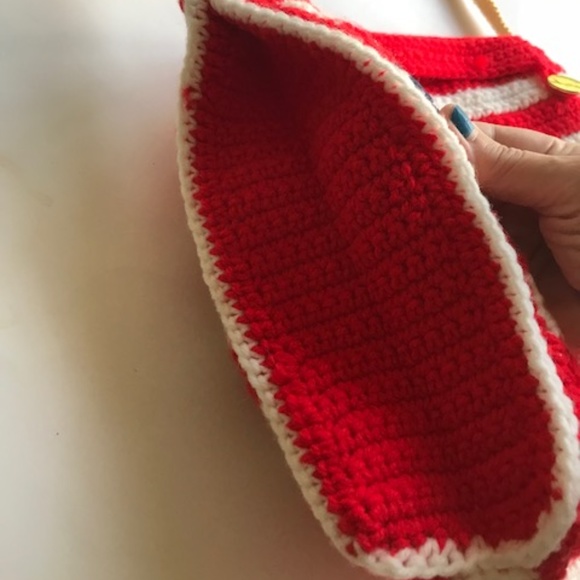 Handmade Patriotic Handbag Crochet Macrame VTG - Picture 8 of 8